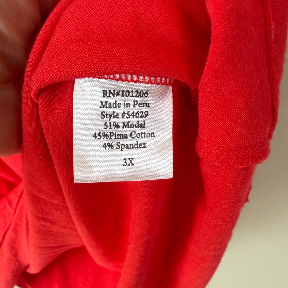 Soft Surroundings (2) Faux Wrap 3X Pima Cotton Modal Ruched 3/4 Sleeve Tops - Picture 7 of 12